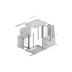RACK CABINET 19" WALL-MOUNT 9U/600X450 (FLAT PACK) WITH PERFORATED DOOR GREY LANBERG