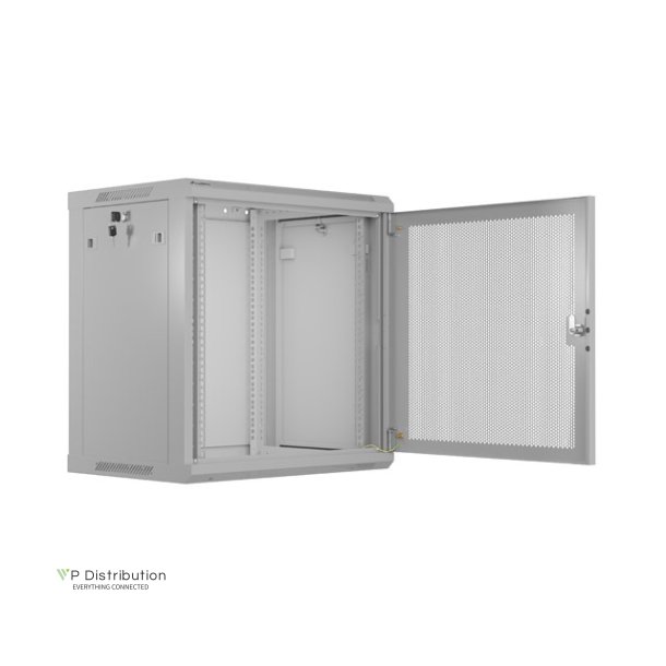 RACK CABINET 19" WALL-MOUNT 12U/600X450 (FLAT PACK) WITH PERFORATED DOOR GREY LANBERG