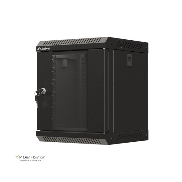 RACK CABINET 10" WALL-MOUNT 6U/300X300 (FLAT PACK) WITH GLASS DOOR BLACK LANBERG