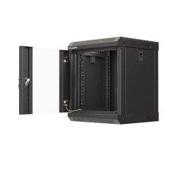 RACK CABINET 10" WALL-MOUNT 6U/300X300 (FLAT PACK) WITH GLASS DOOR BLACK LANBERG