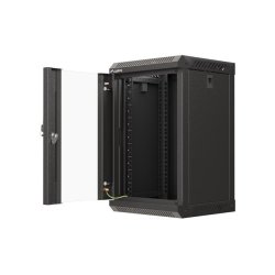 RACK CABINET 10" WALL-MOUNT 9U/300X300 (FLAT PACK) WITH GLASS DOOR BLACK LANBERG