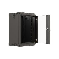 RACK CABINET 10" WALL-MOUNT 9U/300X300 (FLAT PACK) WITH GLASS DOOR BLACK LANBERG