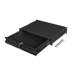 19" DRAWER 2U/483X360MM MAX LOAD CAPACITY UP TO 90KG 4 POINT ASSEMBLY BLACK LANBERG
