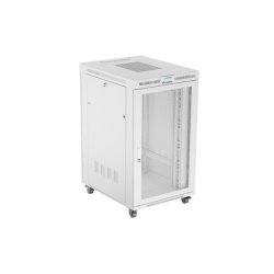 RACK CABINET 19" FREE-STANDING 27U/800X1000 (FLAT PACK) WITH MESH DOOR LCD GREY LANBERG