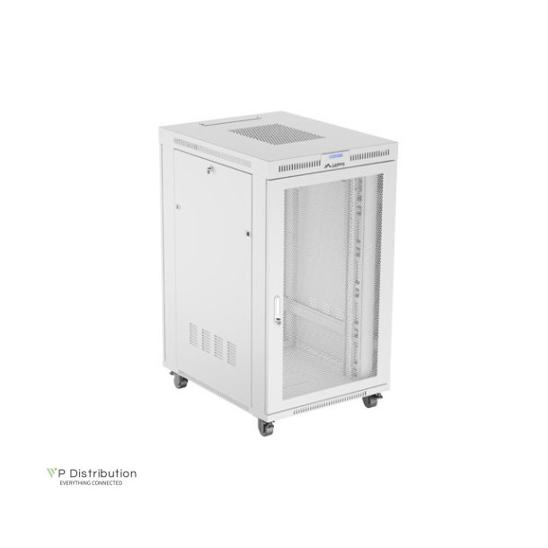 RACK CABINET 19" FREE-STANDING 27U/800X1000 (FLAT PACK) WITH MESH DOOR LCD GREY LANBERG
