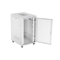 RACK CABINET 19" FREE-STANDING 27U/800X1000 (FLAT PACK) WITH MESH DOOR LCD GREY LANBERG