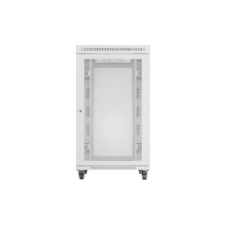 RACK CABINET 19" FREE-STANDING 27U/800X1000 (FLAT PACK) WITH MESH DOOR LCD GREY LANBERG