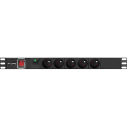 POWER DISTRIBUTION UNIT (PDU) 19" LANBERG 1U 16A 2M 5X FRENCH OUTLETS BLACK
