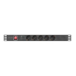 POWER DISTRIBUTION UNIT (PDU) 19" LANBERG 1U 16A 2M 5X SCHUKO OUTLETS BLACK