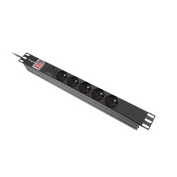 POWER DISTRIBUTION UNIT (PDU) 19" LANBERG 1U 10A 2M 5X FRENCH OUTLETS BLACK C14