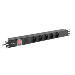 POWER DISTRIBUTION UNIT (PDU) 19" LANBERG 1U 10A 2M 5X FRENCH OUTLETS BLACK C14