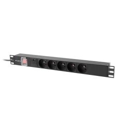 POWER DISTRIBUTION UNIT (PDU) 19" LANBERG 1U 10A 2M 5X FRENCH OUTLETS BLACK C14