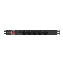 POWER DISTRIBUTION UNIT (PDU) 19" LANBERG 1U 10A 2M 5X FRENCH OUTLETS BLACK C14