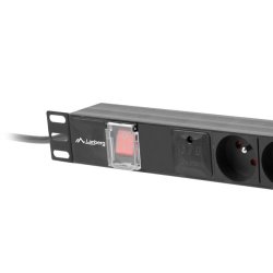 POWER DISTRIBUTION UNIT (PDU) 19" LANBERG 1U 10A 2M 5X FRENCH OUTLETS BLACK C14