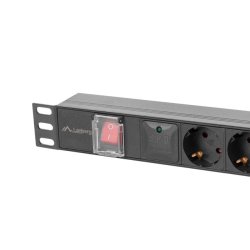 POWER DISTRIBUTION UNIT (PDU) 19" LANBERG 1U 16A 2M 6X SCHUKO OUTLETS BLACK