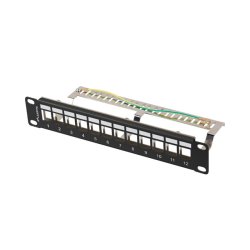 PATCH PANEL BLANK 12 PORT 1U 10" FTP FOR KEYSTONE MODULES BLACK LANBERG V2