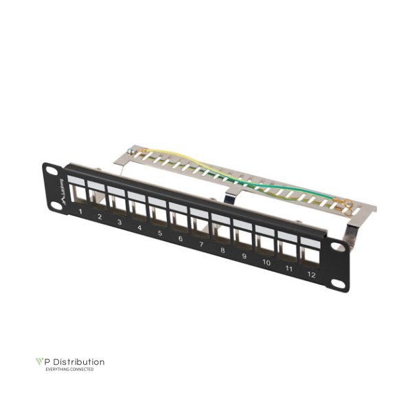 PATCH PANEL BLANK 12 PORT 1U 10" FTP FOR KEYSTONE MODULES BLACK LANBERG V2