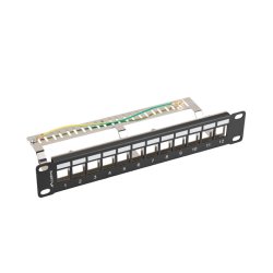 PATCH PANEL BLANK 12 PORT 1U 10" FTP FOR KEYSTONE MODULES BLACK LANBERG V2