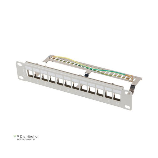 PATCH PANEL BLANK 12 PORT 1U 10" FTP FOR KEYSTONE MODULES GREY LANBERG V2