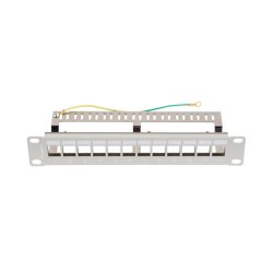 PATCH PANEL BLANK 12 PORT 1U 10" FTP FOR KEYSTONE MODULES GREY LANBERG V2