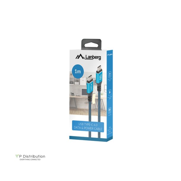 USB-C M/M 4.0 CABLE 1M 240W 8K 60HZ BLACK-BLUE LANBERG