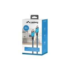 USB-C M/M 4.0 CABLE 2M 240W 8K 60HZ BLACK-BLUE LANBERG