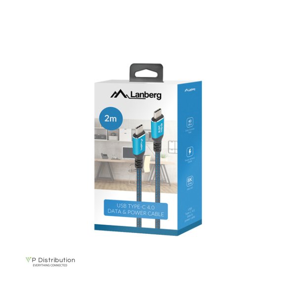 USB-C M/M 4.0 CABLE 2M 240W 8K 60HZ BLACK-BLUE LANBERG