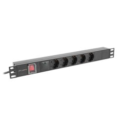 POWER DISTRIBUTION UNIT (PDU) 19" LANBERG 1U 10A 2M 5X SCHUKO OUTLETS BLACK C14