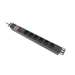 POWER DISTRIBUTION UNIT (PDU) 19" LANBERG 1U 10A 2M 6X SCHUKO OUTLETS BLACK C14