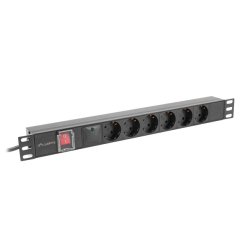 POWER DISTRIBUTION UNIT (PDU) 19" LANBERG 1U 10A 2M 6X SCHUKO OUTLETS BLACK C14