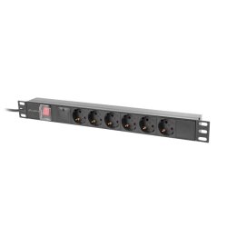 POWER DISTRIBUTION UNIT (PDU) 19" LANBERG 1U 10A 2M 6X SCHUKO OUTLETS BLACK C14