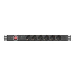 POWER DISTRIBUTION UNIT (PDU) 19" LANBERG 1U 10A 2M 6X SCHUKO OUTLETS BLACK C14