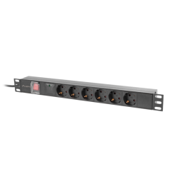 POWER DISTRIBUTION UNIT (PDU) 19" LANBERG 1U 10A 2M 6X SCHUKO OUTLETS BLACK C14