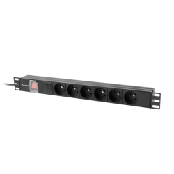 POWER DISTRIBUTION UNIT (PDU) 19" LANBERG 1U 10A 2M 6X FRENCH OUTLETS BLACK C14