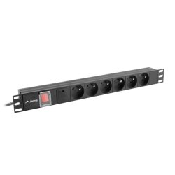 POWER DISTRIBUTION UNIT (PDU) 19" LANBERG 1U 10A 2M 6X FRENCH OUTLETS BLACK C14