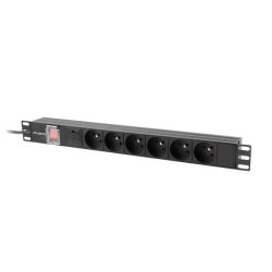 POWER DISTRIBUTION UNIT (PDU) 19" LANBERG 1U 10A 2M 6X FRENCH OUTLETS BLACK C14