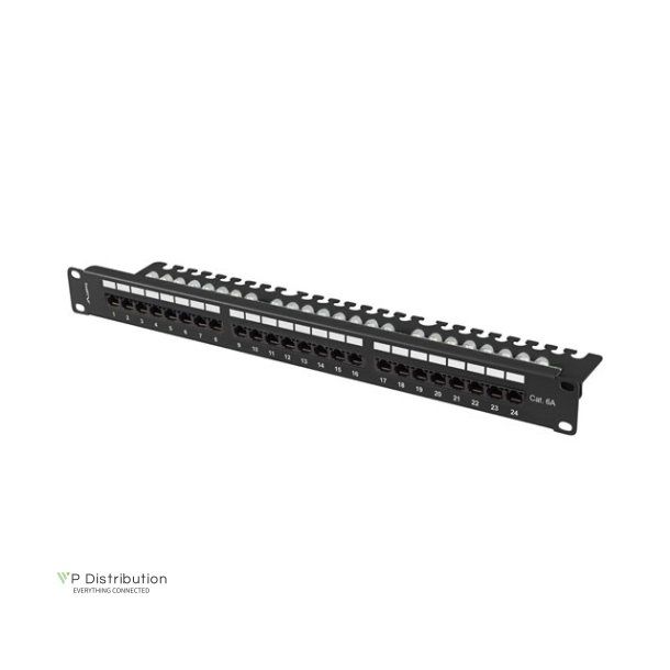 PATCH PANEL 24 PORT 1U 19" CAT.6A UTP WITH CABLE ORGANIZER BLACK LANBERG