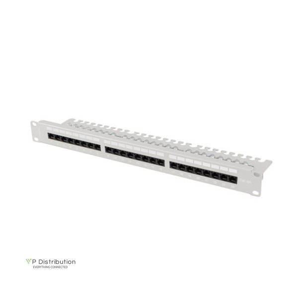 PATCH PANEL 24 PORT 1U 19" CAT.6A UTP WITH CABLE ORGANIZER GREY LANBERG