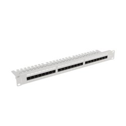PATCH PANEL 24 PORT 1U 19" CAT.6A UTP WITH CABLE ORGANIZER GREY LANBERG