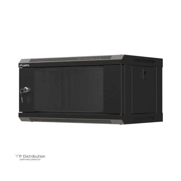 RACK CABINET 19" WALL-MOUNT 4U/540X350 (FLAT PACK) WITH GLASS DOOR BLACK LANBERG