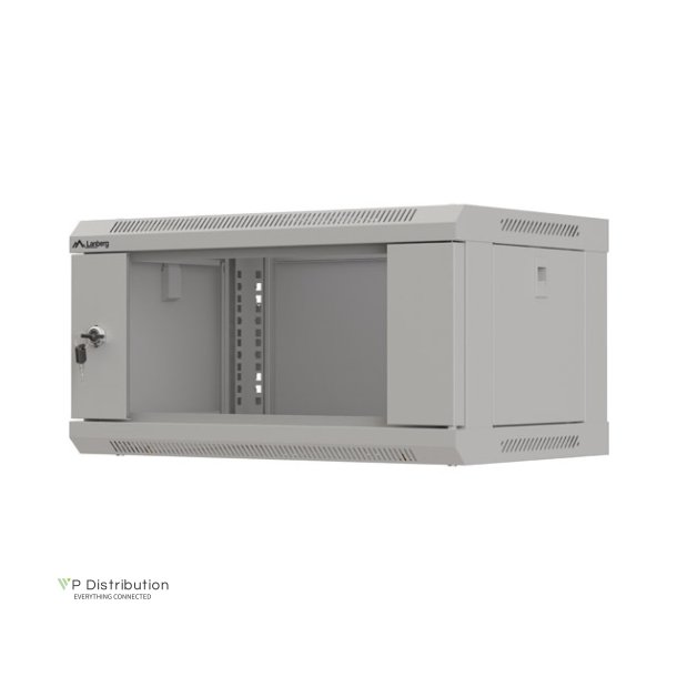 RACK CABINET 19" WALL-MOUNT 4U/540X350 (FLAT PACK) WITH GLASS DOOR GREY LANBERG