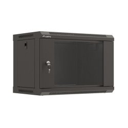 RACK CABINET 19" WALL-MOUNT 6U/540X350 (FLAT PACK) WITH GLASS DOOR BLACK LANBERG