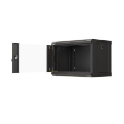 RACK CABINET 19" WALL-MOUNT 6U/540X350 (FLAT PACK) WITH GLASS DOOR BLACK LANBERG