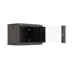 RACK CABINET 19" WALL-MOUNT 6U/540X350 (FLAT PACK) WITH GLASS DOOR BLACK LANBERG