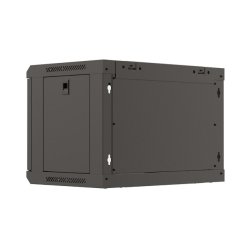 RACK CABINET 19" WALL-MOUNT 6U/540X350 (FLAT PACK) WITH GLASS DOOR BLACK LANBERG
