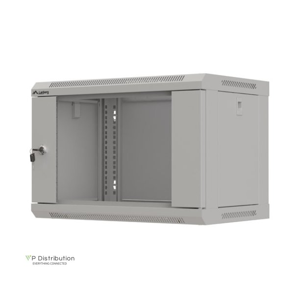 RACK CABINET 19" WALL-MOUNT 6U/540X350 (FLAT PACK) WITH GLASS DOOR GREY LANBERG