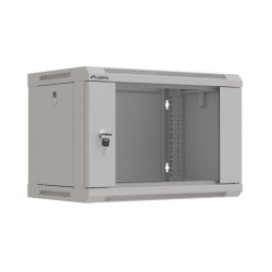 RACK CABINET 19" WALL-MOUNT 6U/540X350 (FLAT PACK) WITH GLASS DOOR GREY LANBERG