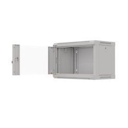 RACK CABINET 19" WALL-MOUNT 6U/540X350 (FLAT PACK) WITH GLASS DOOR GREY LANBERG