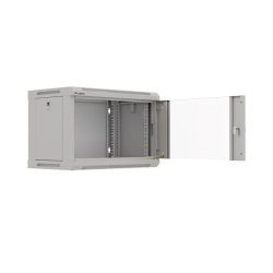 RACK CABINET 19" WALL-MOUNT 6U/540X350 (FLAT PACK) WITH GLASS DOOR GREY LANBERG