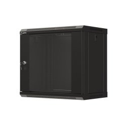 RACK CABINET 19" WALL-MOUNT 9U/540X350 (FLAT PACK) WITH GLASS DOOR BLACK LANBERG